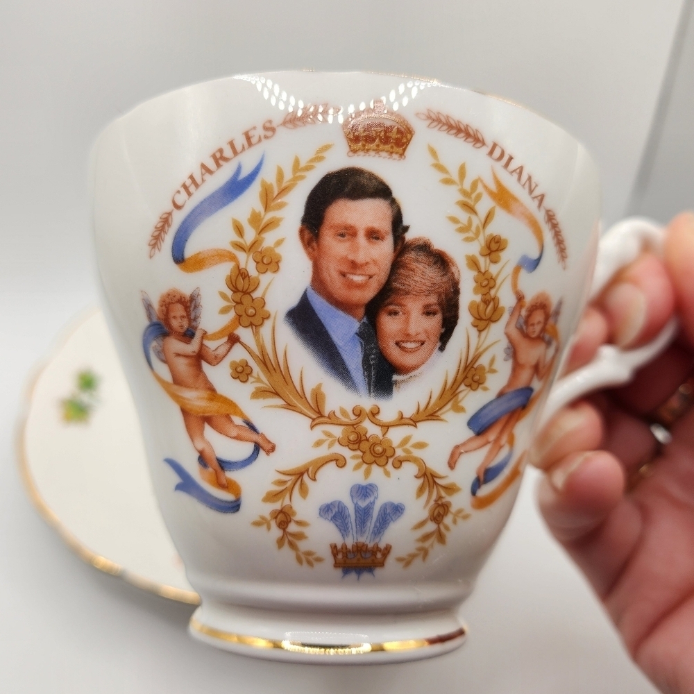 Prince Charles Lady Diana Bone China Teacup & Saucer 1983 Universary Games - Picture 2 of 14